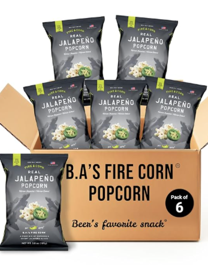 Fire Corn Popcorn Pack of 6 Real Jalapeno Popcorn Gluten Free,